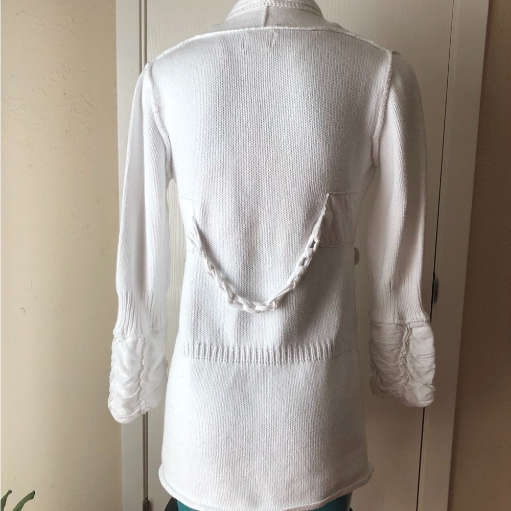 White Women's Long Knit Cardigan Sweater